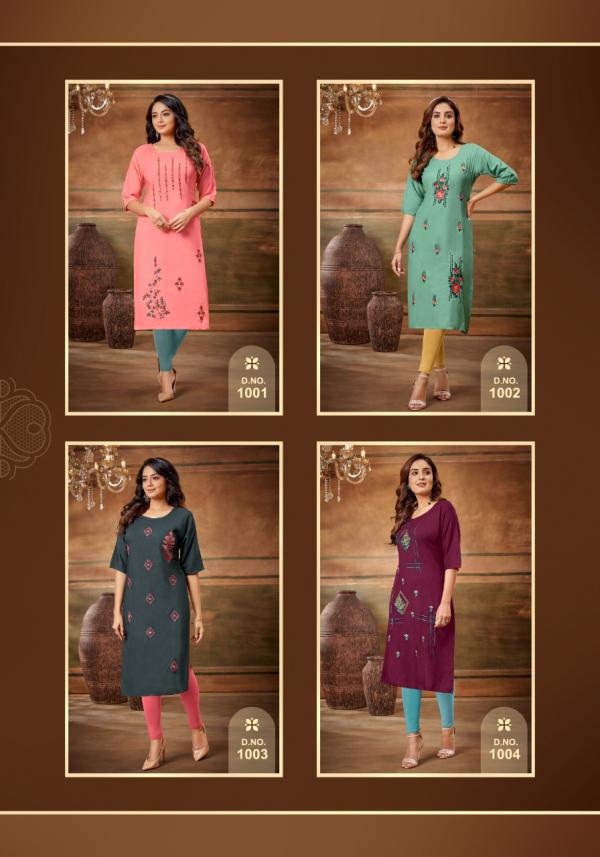 Wanna Zarina 7 Fancy Wear Rayon Embroidery Kurti Collection